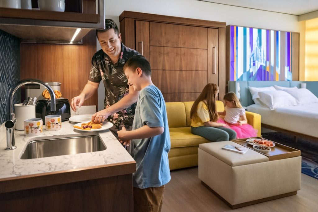 The Villas at Disneyland Resort - family in hotel room